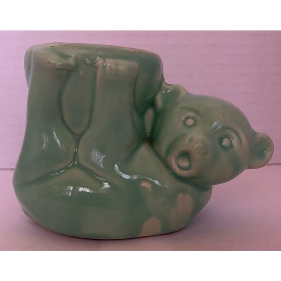 Vintage Morton USA California Pottery Bear Planter Mid-Century Mint Green - Picture 1 of 6